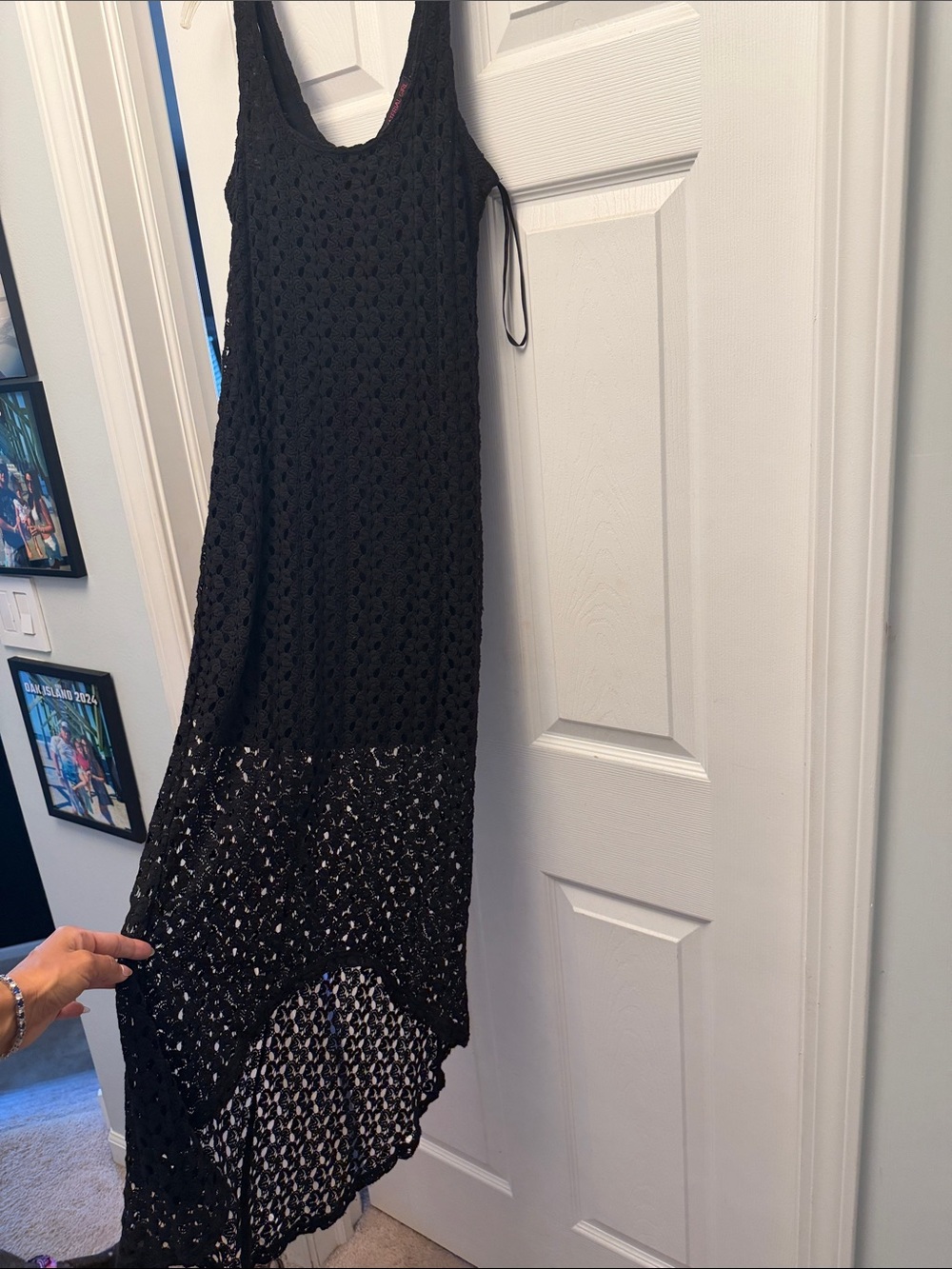 Material Girl Black Crochet Maxi Dress
